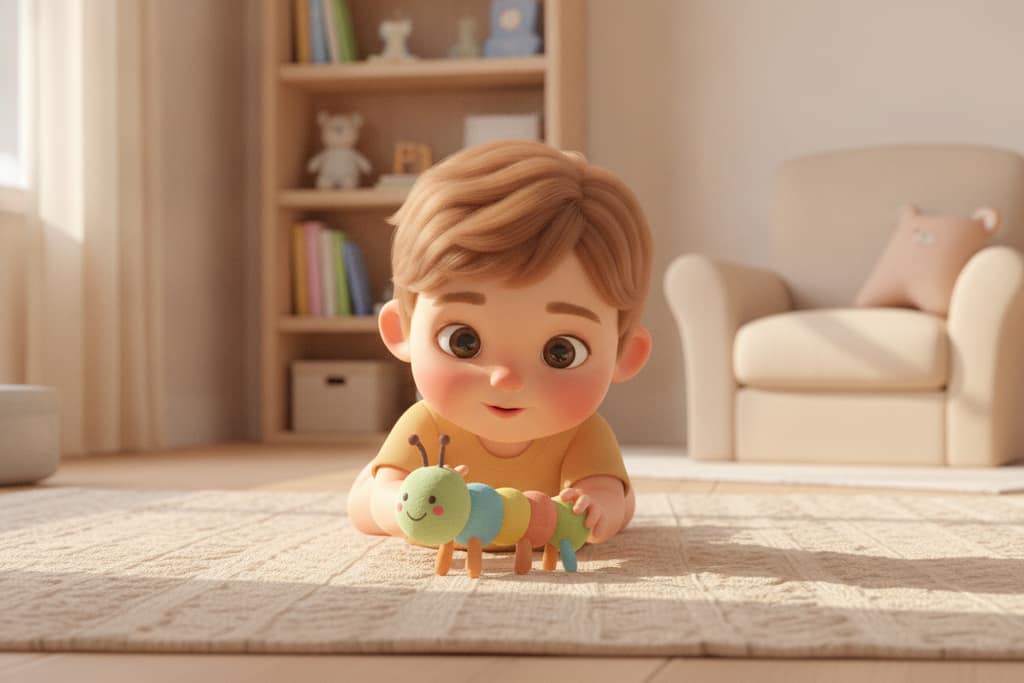 Burtică-jos cu jucării (tummy time)