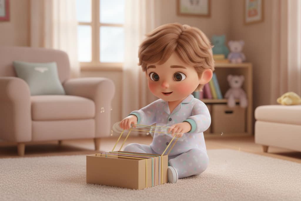 Chitara din cutie cu elastice