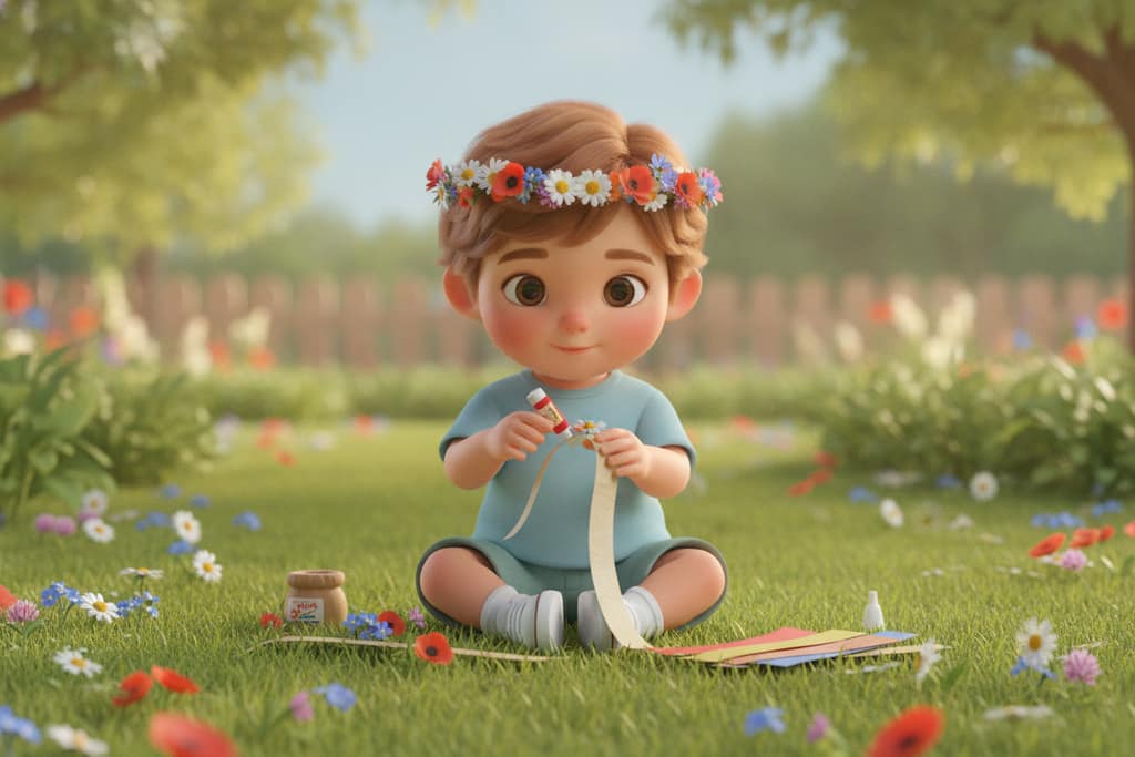 Coronița de flori și păpădii