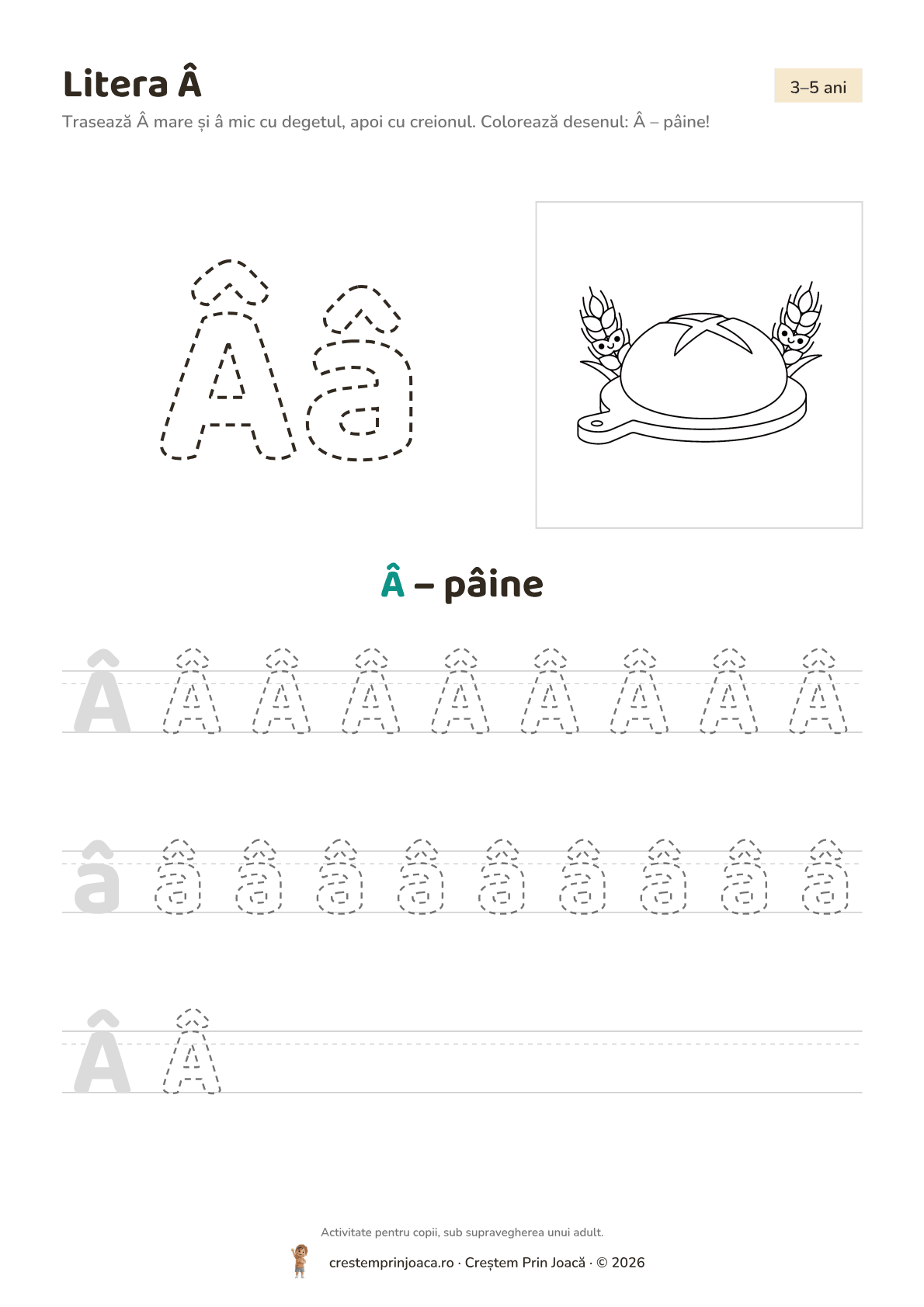 Litera Â — fișă de lucru cu literele alfabetului
