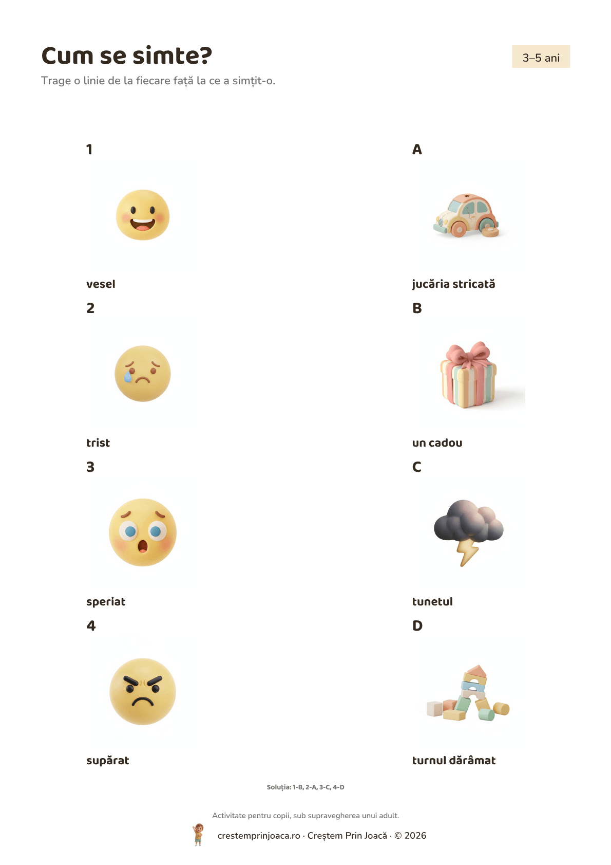 Cum se simte? — fișă de lucru despre emoții și prietenie