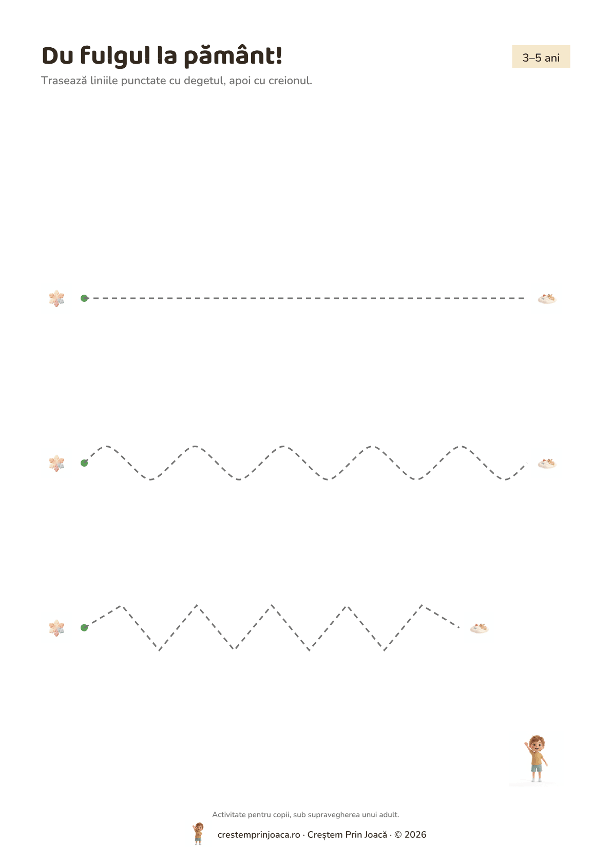 Du fulgul la pământ! — fișă de lucru de iarnă